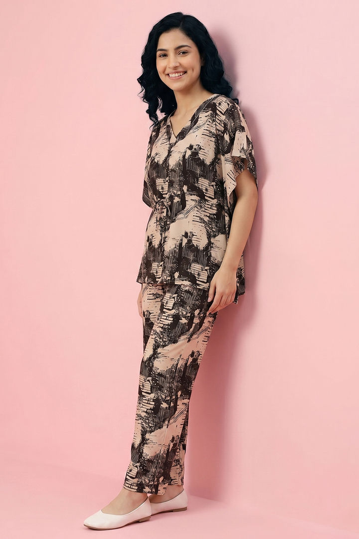 Zivame Woven Kaftan Loungewear Set - Whitecap Grey — image 5
